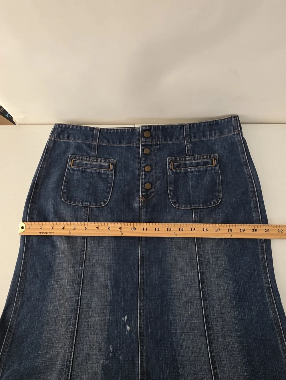 Gap Denim Midi‎ Skirt Size 14 Cotton Button Front Western Y2K Jean Skirt Boho